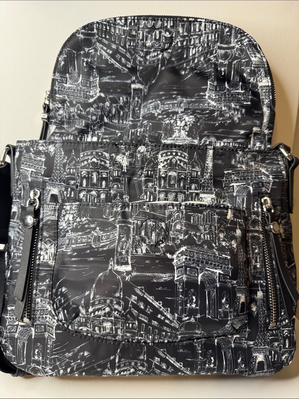 Karl Lagerfeld Paris Cara Flap Messenger Crossbody Bag Skyline Print - Picture 7 of 10